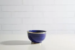 Moroccan Glazed Bowls with Berber Silver Trim, Set of 3