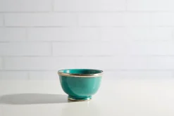 Moroccan Glazed Bowls with Berber Silver Trim, Set of 3