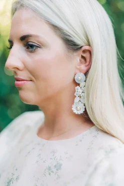Mother of Pearl and Flowers and Pearl Earrings