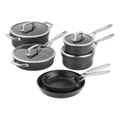Motion Nonstick Hard-Anodized 10-Piece Cookware Set in Grey