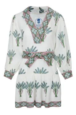 Mykonos Mini Dress in Blue Palm