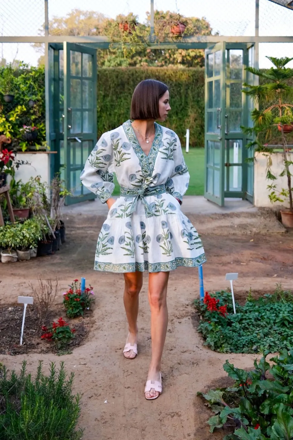 Mykonos Mini Dress in Blue Flower