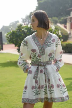Mykonos Mini Dress in Pink Flower