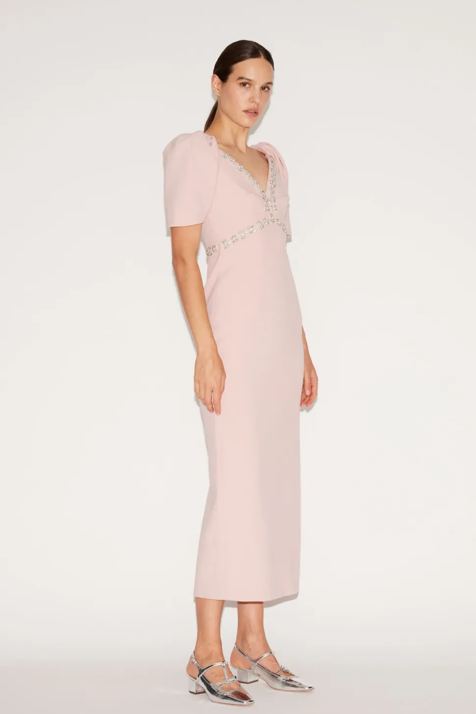 Myrna Dress Pink Embellished Crepe