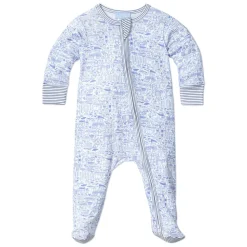 Nantucket Zip Baby Onesie in Sky Blue