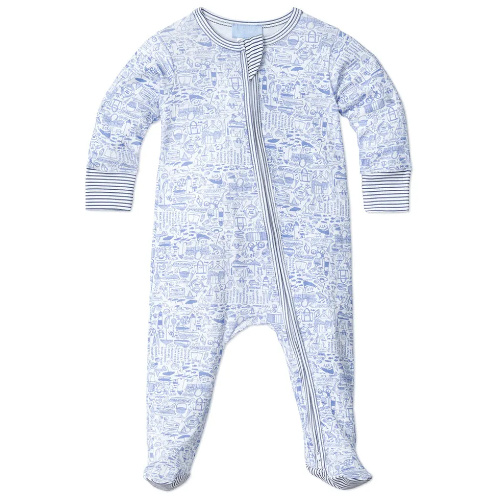 Nantucket Zip Baby Onesie in Sky Blue