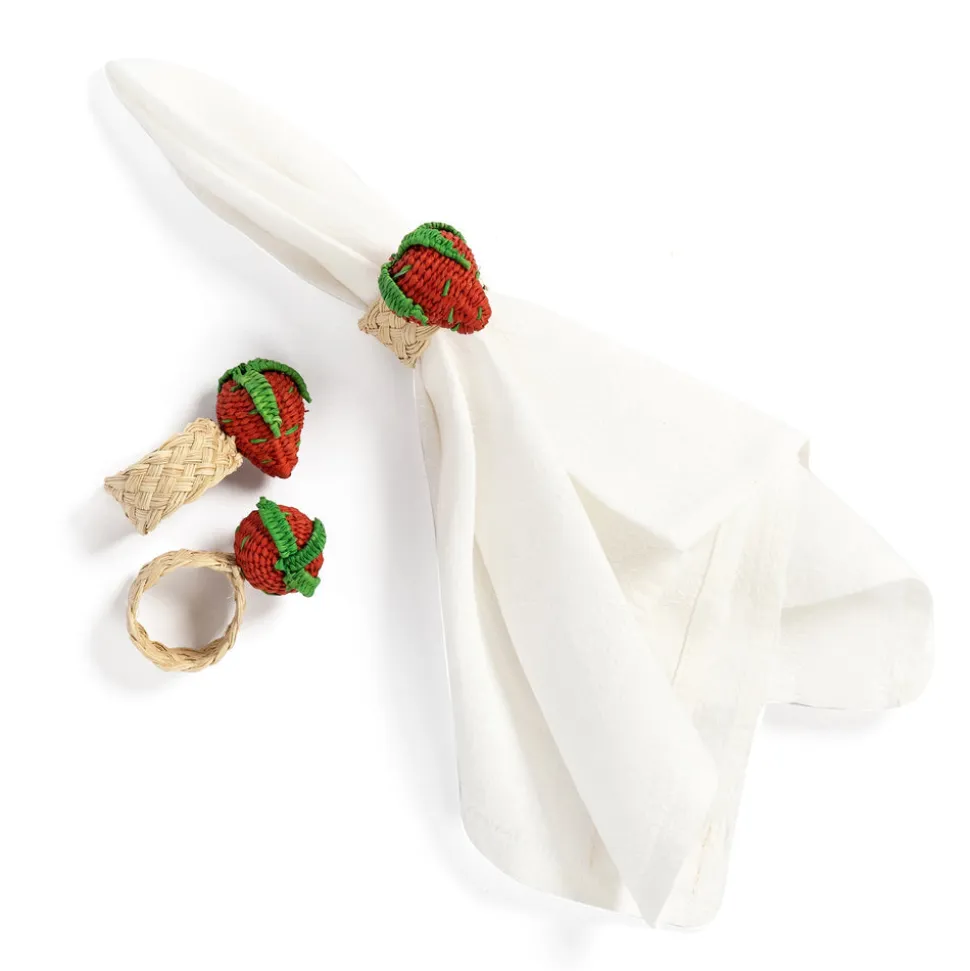 Napkin Rings Strawberry, Set Of 4