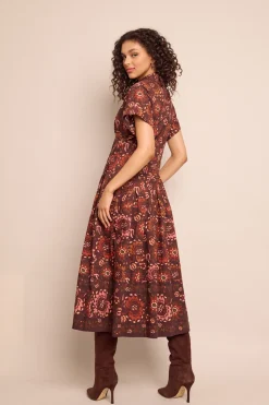 Nash Midi Dress in Batik Vine Wine