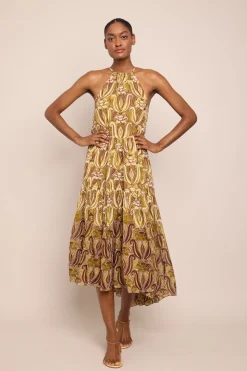 Natasha Dress in Daffodils Plum