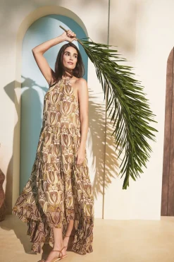 Natasha Dress in Daffodils Plum