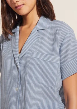 Nautico Shortie PJ Set in Wedgewood Blue/White