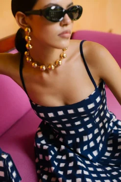 Navy Blue Checkmate Dress