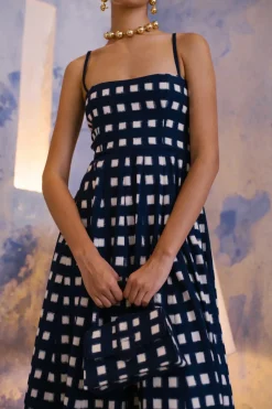 Navy Blue Checkmate Dress