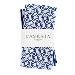 Newport Garden Gate & Pinstripe Blue Kitchen Towels, Mixed Set of 2