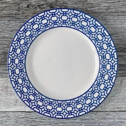 Newport Garden Gate Rimmed Dinner Plate Blue