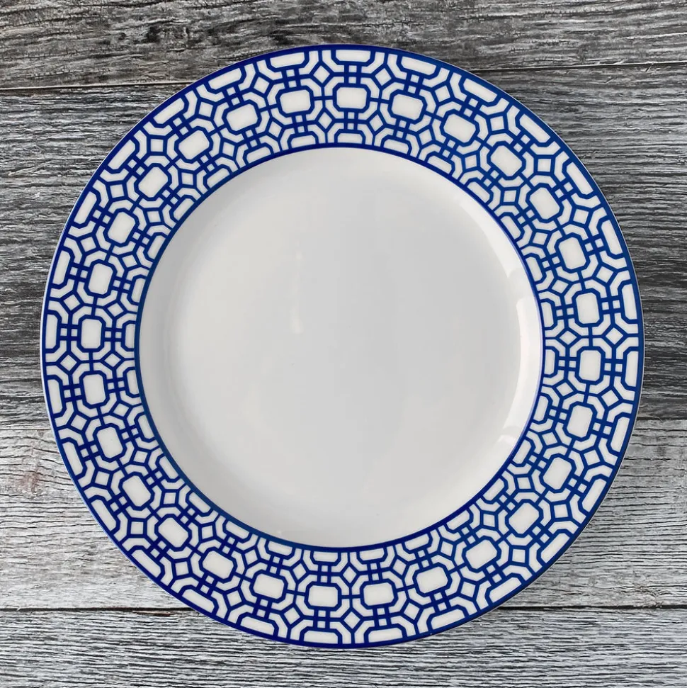 Newport Garden Gate Rimmed Dinner Plate Blue