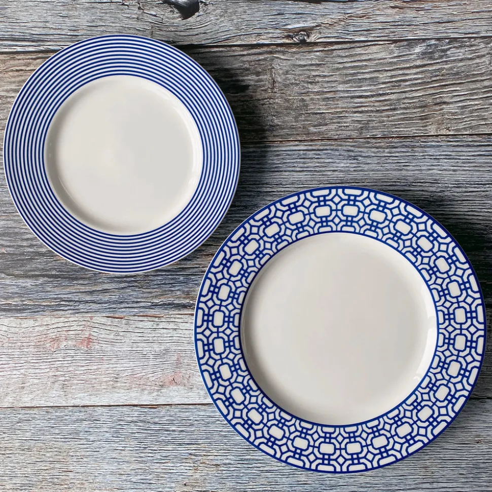 Newport Garden Gate Rimmed Dinner Plate Blue
