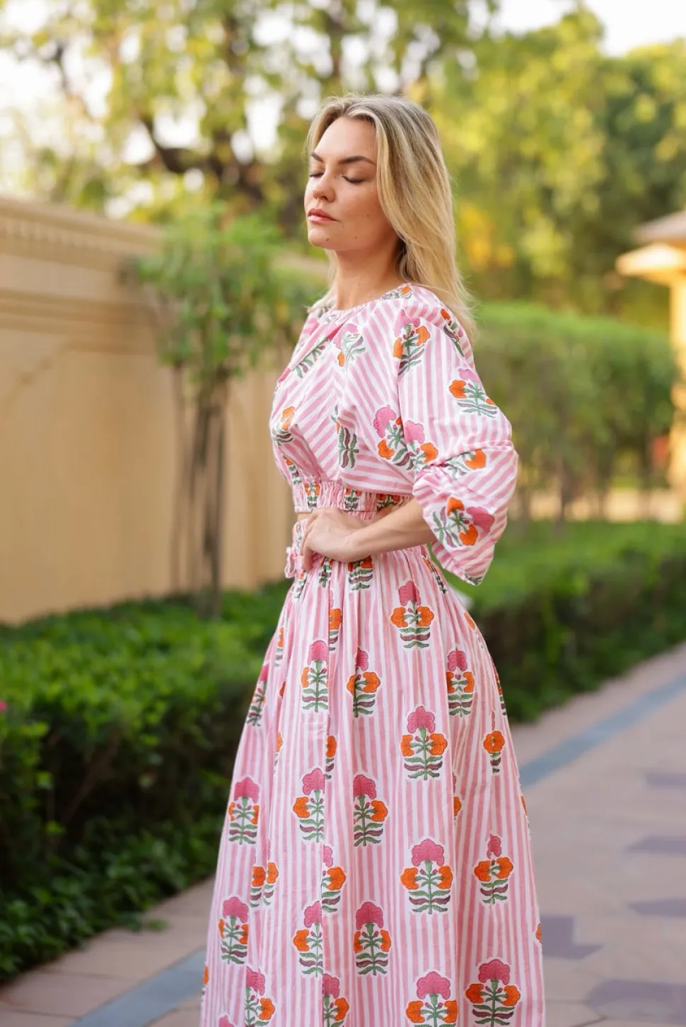 Newport Skirt in Pink & Orange Flower