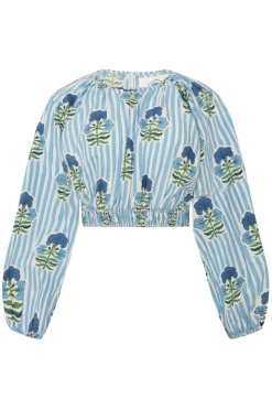 Newport Top in Blue & Green Flower