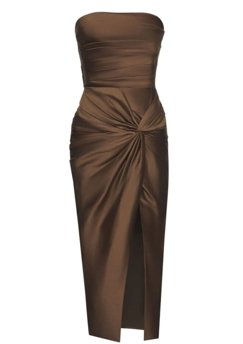 Nikki SIlk Draped Dress in Brown