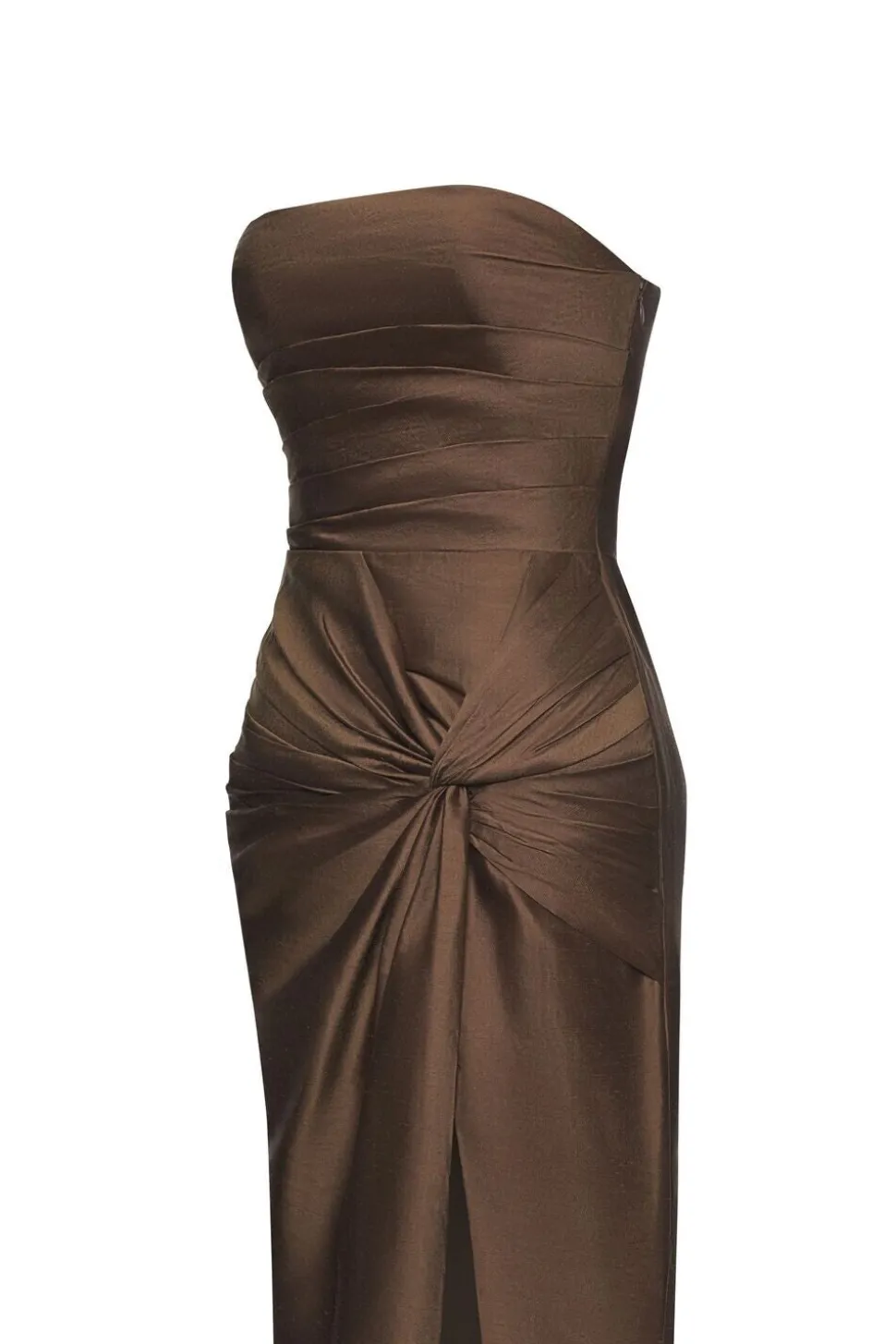 Nikki SIlk Draped Dress in Brown