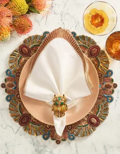 Nile Napkin in White & Bronze, Set of 4
