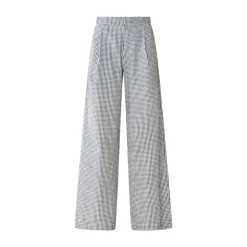 Nina Pant in Navy Gingham with Cream Crochet Applique
