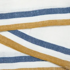 Normandy Napkins in Mustard, White, & Blue Stripes, Set of 4