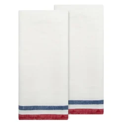 Normandy Tea Towels in Red, White, & Blue Stripes, Set of 2
