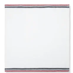 Normandy White Napkins in Red, Grey, & Black Stripes, Set of 4