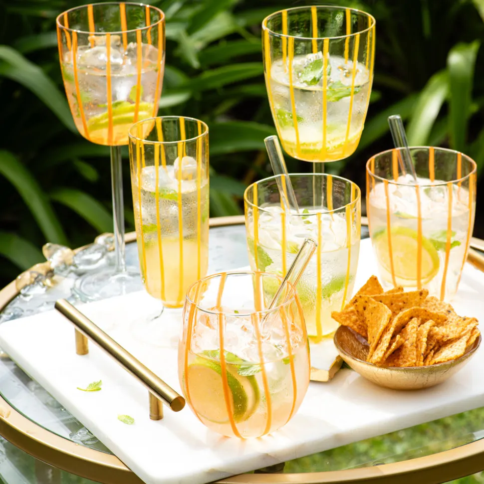 Nuovo Stripe Champagne Glass in Yellow