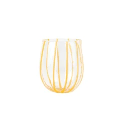 Nuovo Stripe Stemless Wine Glass in Yellow