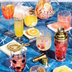 Nuovo Stripe Stemless Wine Glass in Yellow