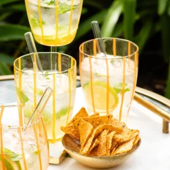 Nuovo Stripe Tall Tumbler in Yellow