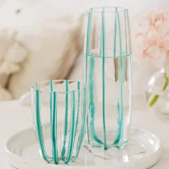 Nuovo Stripe Teal Pitcher
