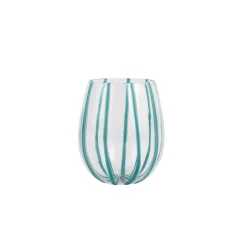 Nuovo Stripe Teal Stemless Wine Glass