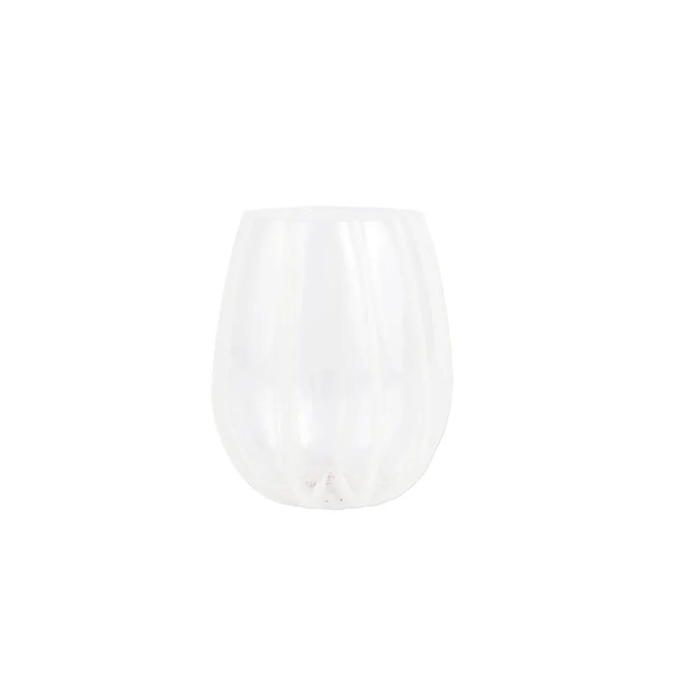 Nuovo Stripe White Stemless Wine Glass