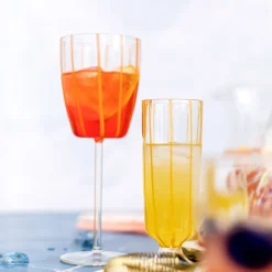 Nuovo Stripe Wine Glass in Orange