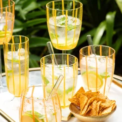 Nuovo Stripe Wine Glass in Yellow