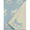 Nursery Blanket in Blue Rocking Horse