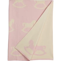 Nursery Blanket in Pink Rocking Horse