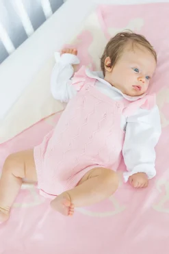 Nursery Blanket in Pink Rocking Horse