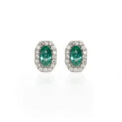 Octagon Emerald and Diamond Earrings