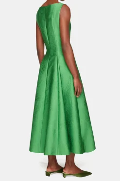 Octavie Dress In Green Embossed Cloque