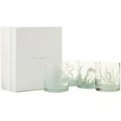 Octopus Double Old Fashion Glass in Gift Box, Set of 4