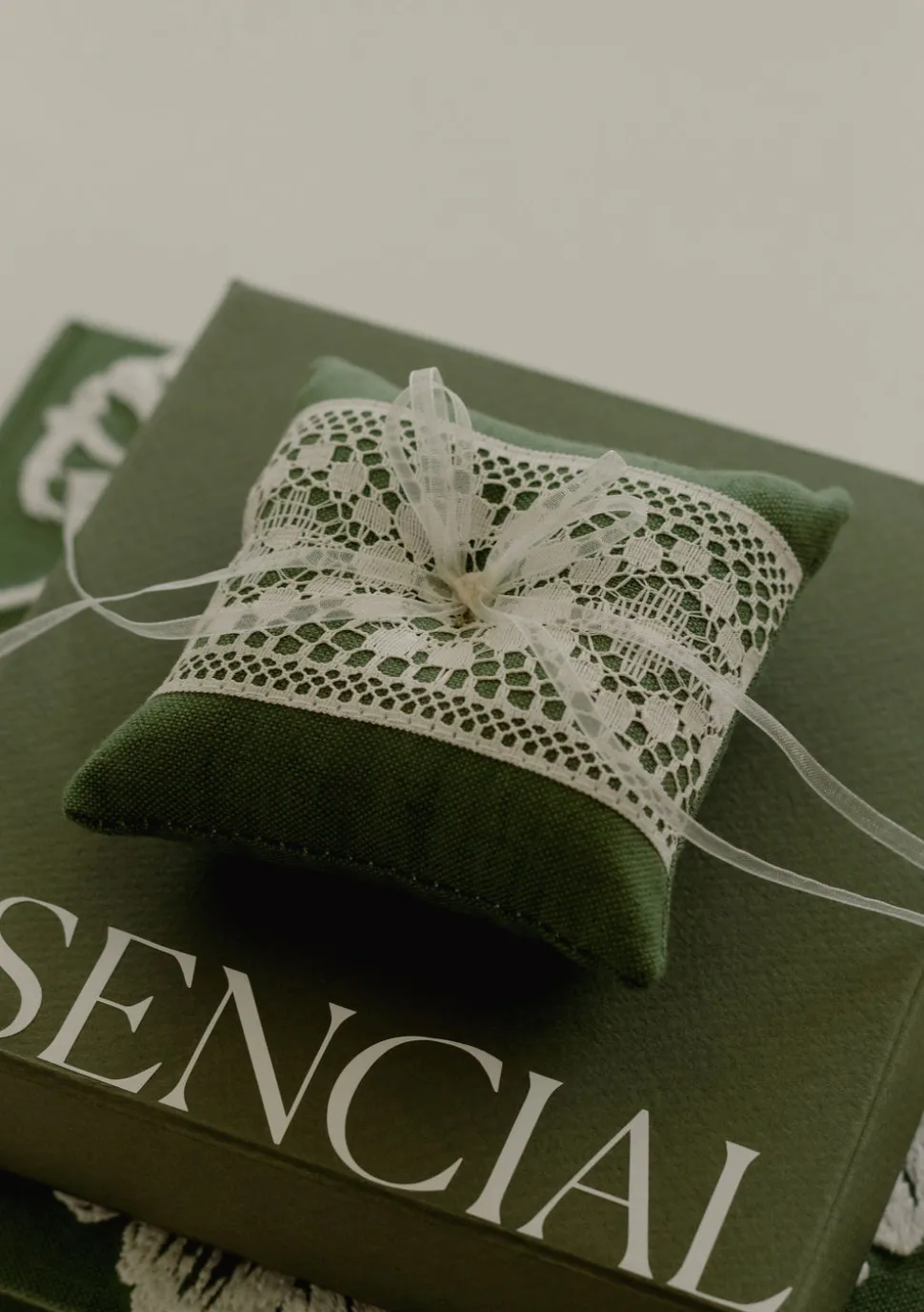 Olive Lace Ring Pillow