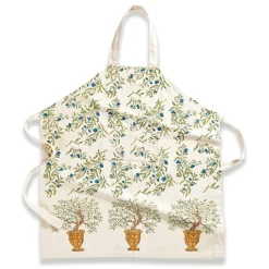 Olive Tree Apron in Khaki & Blue