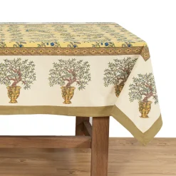 Olive Tree Tablecloth in Khaki & Blue