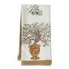 Olive Tree Tea Towels in Khaki & Blue, Set of 3