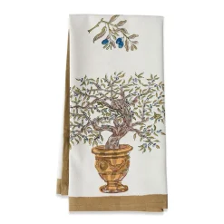 Olive Tree Tea Towels in Khaki & Blue, Set of 3